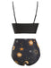 Maillot de bain à lacets rouge Soleil Lune Étoiles années 40