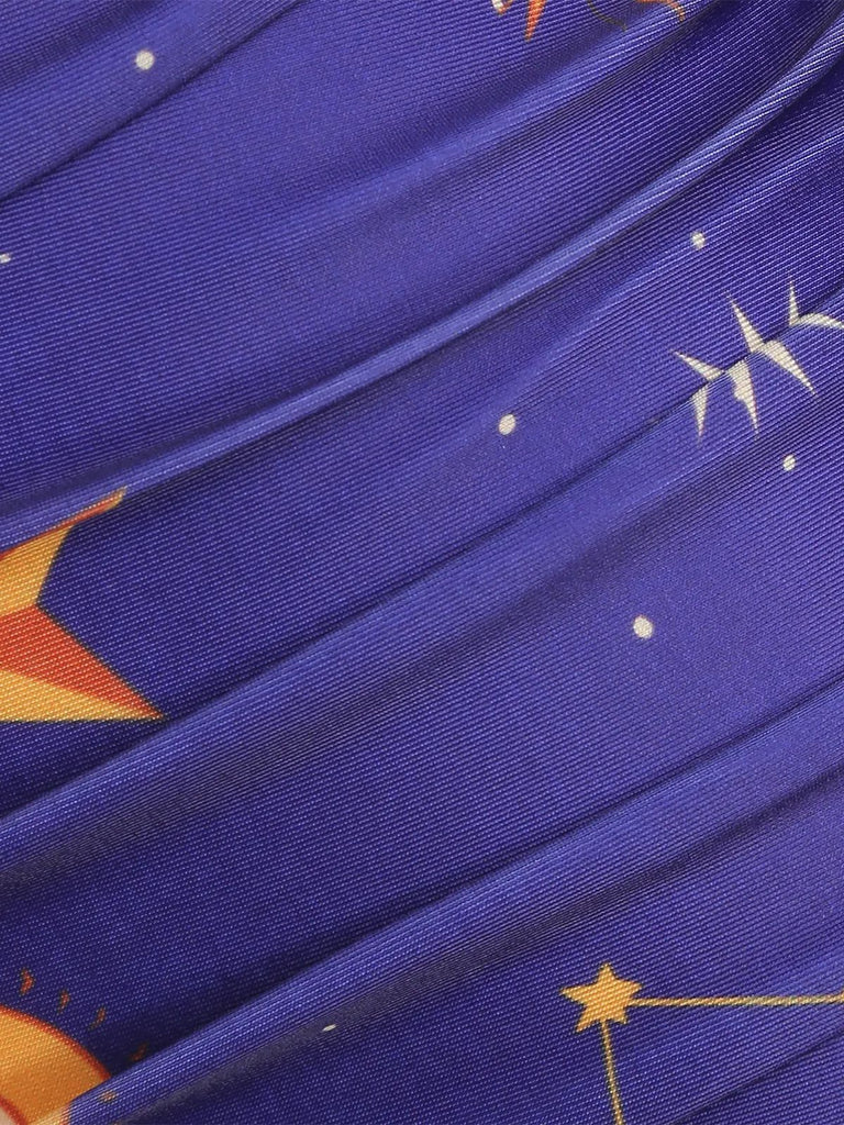 Maillot de bain à lacets rouge Soleil Lune Étoiles années 40