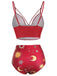 Maillot de bain à lacets rouge Soleil Lune Étoiles années 40