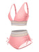 Ensemble de bikini col V patchwork style bohème des années 1970