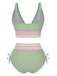 Ensemble de bikini col V patchwork style bohème des années 1970