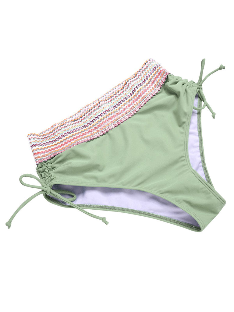 Ensemble de bikini col V patchwork style bohème des années 1970