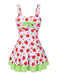 Maillot de bain robe rouge et vert avec nœud à fraises des années 40