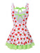 Maillot de bain robe rouge et vert avec nœud à fraises des années 40