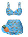 Maillot de bain à bretelles bleu ananas et nœud années 50