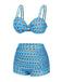 Maillot de bain à bretelles bleu ananas et nœud années 50