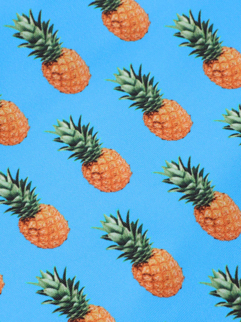 Maillot de bain à bretelles bleu ananas et nœud années 50