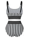 Maillot de bain à rayures verticales et col en U des années 1950