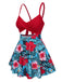 Robe de bain multicolore à bretelles creuses et à fleurs des années 1940