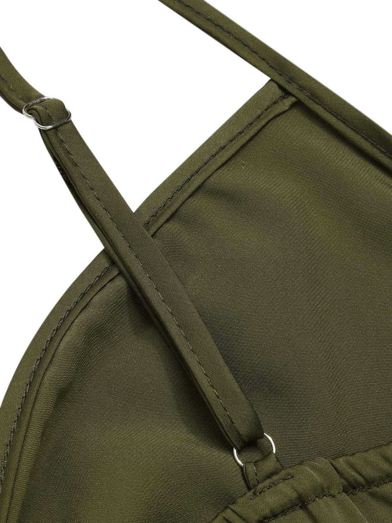 [Prévente] Chemise de nuit verte en satin à bretelles et lacets années 1940