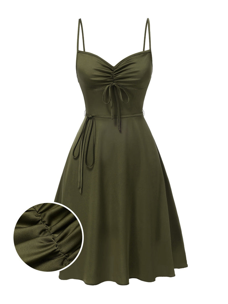 [Prévente] Chemise de nuit verte en satin à bretelles et lacets années 1940
