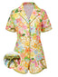 [Prévente] Ensemble de pyjama jaune à fleurs à revers années 1960