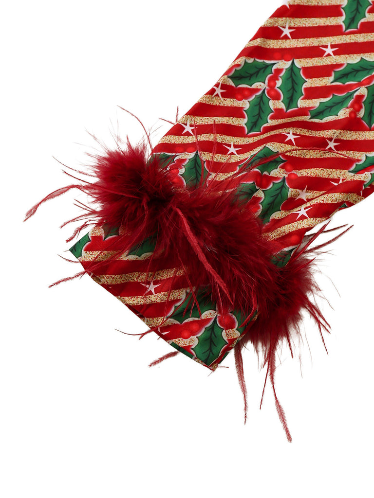 [Pré-vente] Ensemble pyjama rouge hollies et sucres d'orge avec plumes années 1950