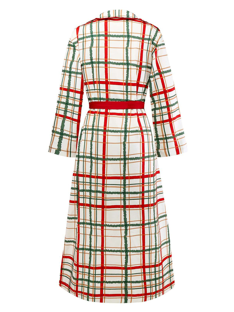 [Pré-vente] Robe de chambre de Noël à carreaux col pétale et revers des années 1950