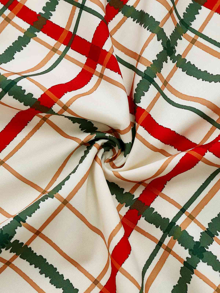 [Pré-vente] Robe de chambre de Noël à carreaux col pétale et revers des années 1950
