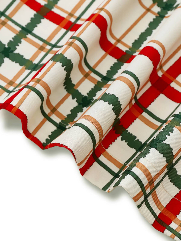[Pré-vente] Robe de chambre de Noël à carreaux col pétale et revers des années 1950