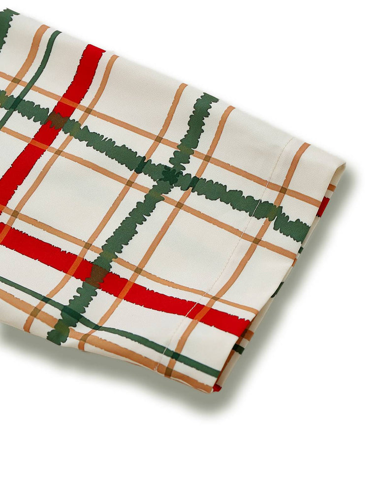 [Pré-vente] Robe de chambre de Noël à carreaux col pétale et revers des années 1950