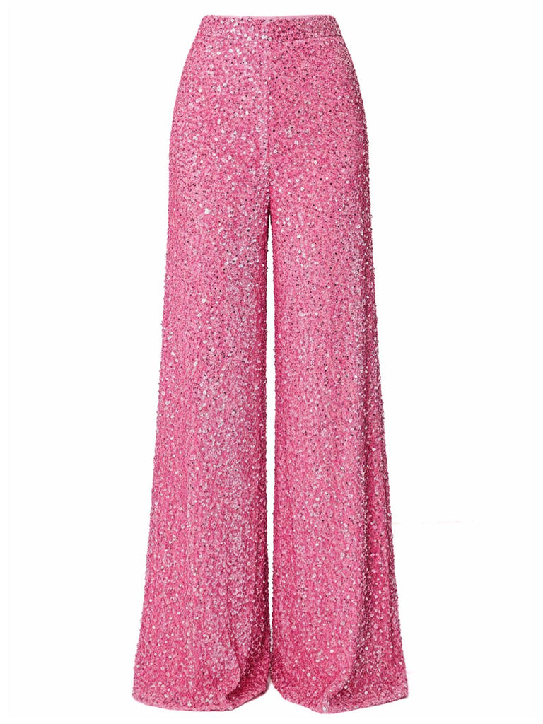 Pantalon disco sequins unis jambes larges années 70