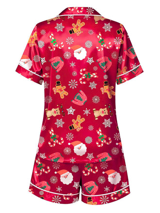 [Prévente] Ensemble pyjama rouge à imprimé Noël années 1950