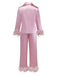Ensemble pyjama en satin uni à bordure de plumes des années 1930