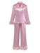 Ensemble pyjama en satin uni à bordure de plumes des années 1930