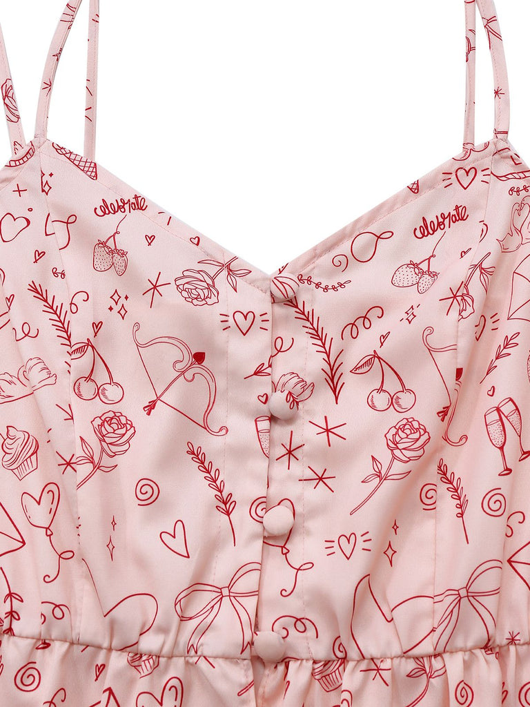 [Prévente] Ensemble pyjama camisole rose empiècements en dentelle années 70