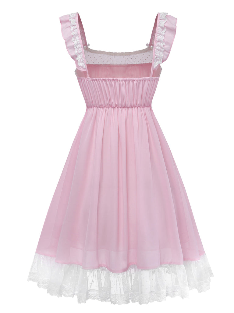 [Prévente] Rose Pâle Dentelle Nœud Tulle Chemise de Nuit Années 1950 4