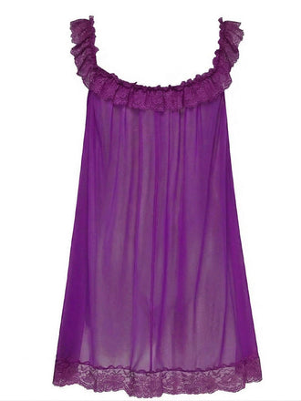 Nuisette babydoll en tulle transparent violette années 1950
