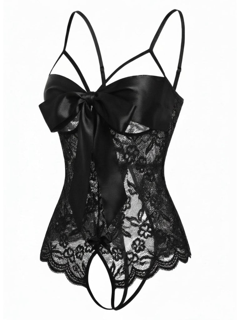 [Prévente] Lingerie en dentelle et satin avec nœud années 1970