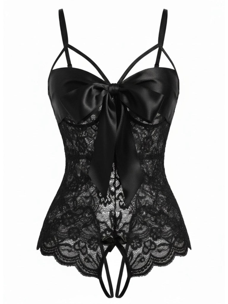 [Prévente] Lingerie en dentelle et satin avec nœud années 1970