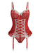 [Prévente] Corset en dentelle rouge avec nœud et bas assortis années 1960