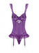 3PCS Ensemble lingerie dentelle violette bas années 1980