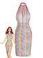 Nuisette dos nu maille arc-en-ciel multicolore années 1960