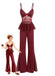 Ensemble Pyjama Rouge avec Top en Dentelle et Pantalon Évasé Années '80