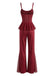 Ensemble Pyjama Rouge avec Top en Dentelle et Pantalon Évasé Années '80 3