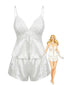 Ensemble pyjama camisole satin et dentelle blanche années 1950