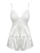 Blanc Dentelle Satin Camisole Pyjama Ensemble Années 1950 2