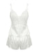Blanc Dentelle Satin Camisole Pyjama Ensemble Années 1950 4