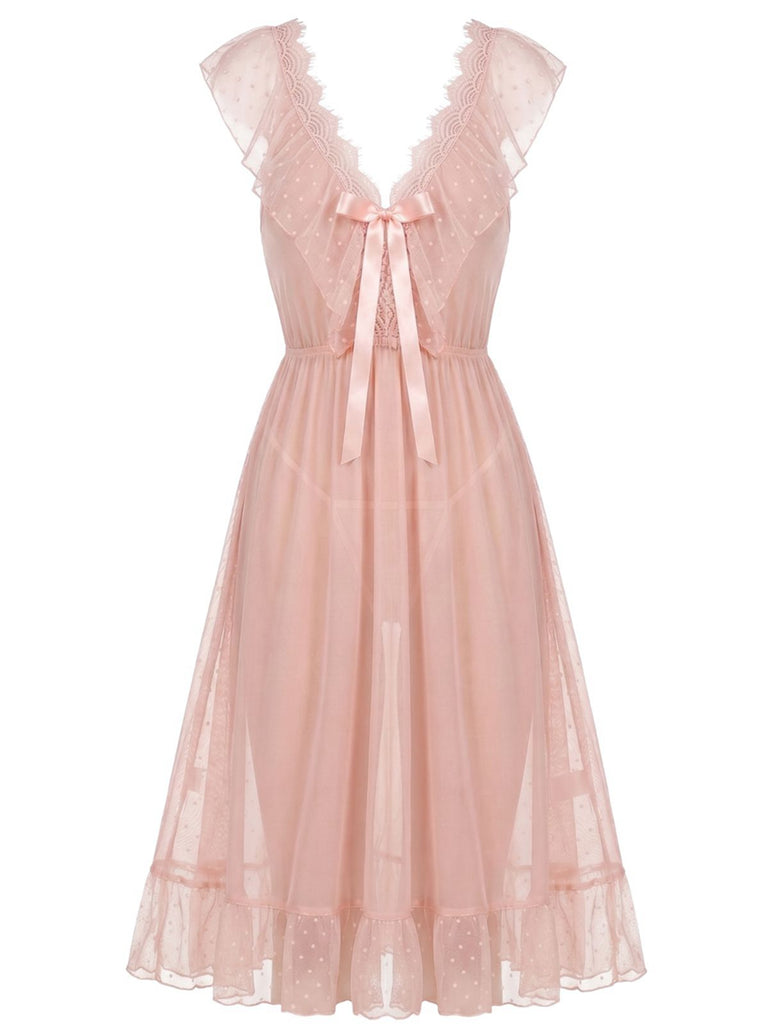 Chemise de nuit rose princesse en tulle années 1930