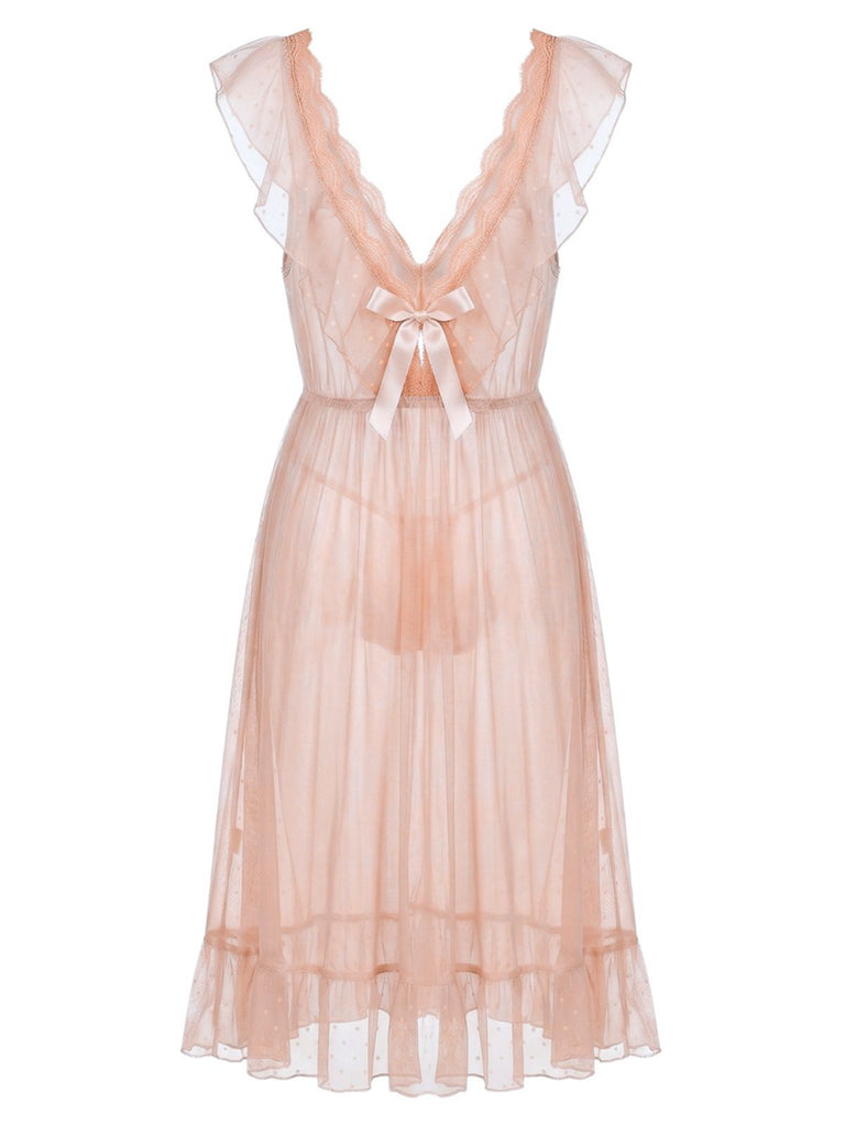 Chemise de nuit rose princesse en tulle années 1930