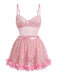 Nuisette Transparent Floral en Dentelle 3D Petal Babydoll Lingerie Rose Années 1950