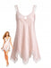 Chemise de Nuit Satin Dentelle Décolleté Arrondi Rose années 30