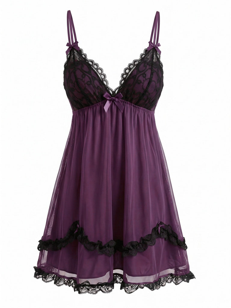 Chemise De Nuit À Bretelles Tulle Dentelle Rose Années 1930