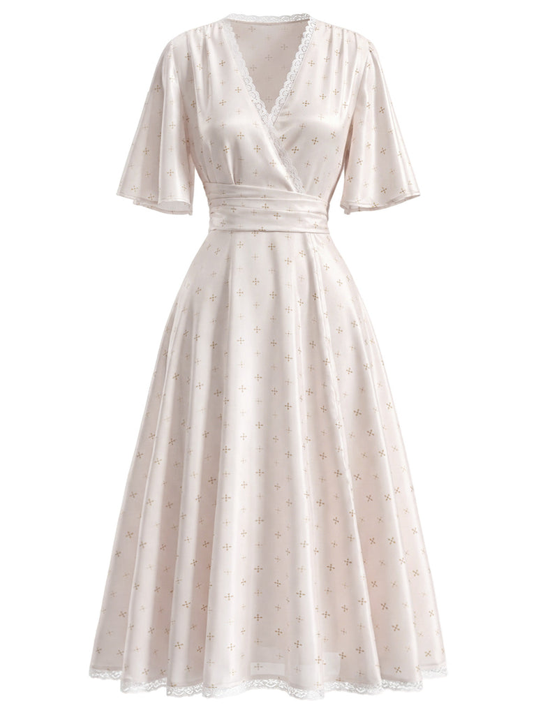 [Prévente] Nuisette Satin Petites Fleurs Convertible Ruched Ourlet Années 1950 3
