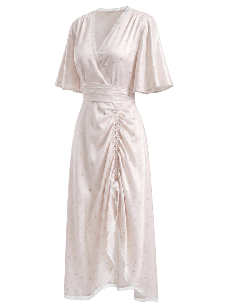 [Prévente] Nuisette Satin Petites Fleurs Convertible Ruched Ourlet Années 1950 4