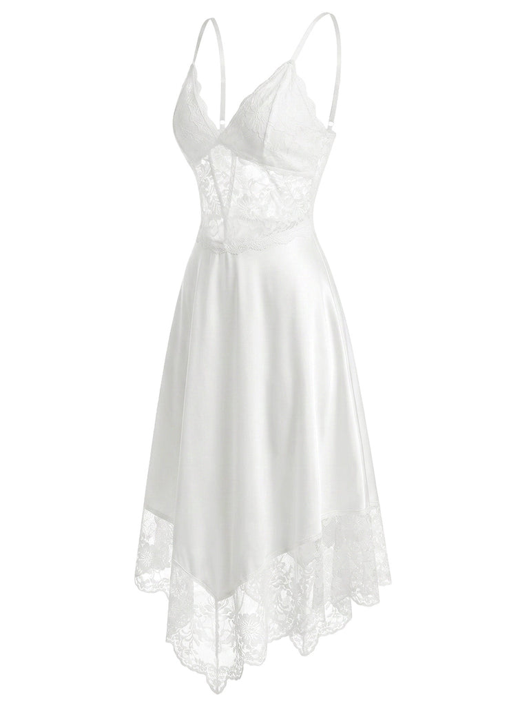 [Prévente] Nuisette Blanc Dentelle Corset Satin Années 1930 3