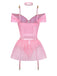 Ensemble 4 Pièces Lingerie Body Tutu Ballet Pailleté Rose Années 60