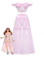 Ensemble de pyjama rose dentelle transparente épaules dénudées et fleurs relief années 60