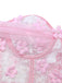 Ensemble Pyjama Florale Dentelle Épaules Dénudées Rose Années 1960 5