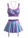 Nuisette Halter Dentelle Holographique Chaîne Lingerie Violet Années 1980 2